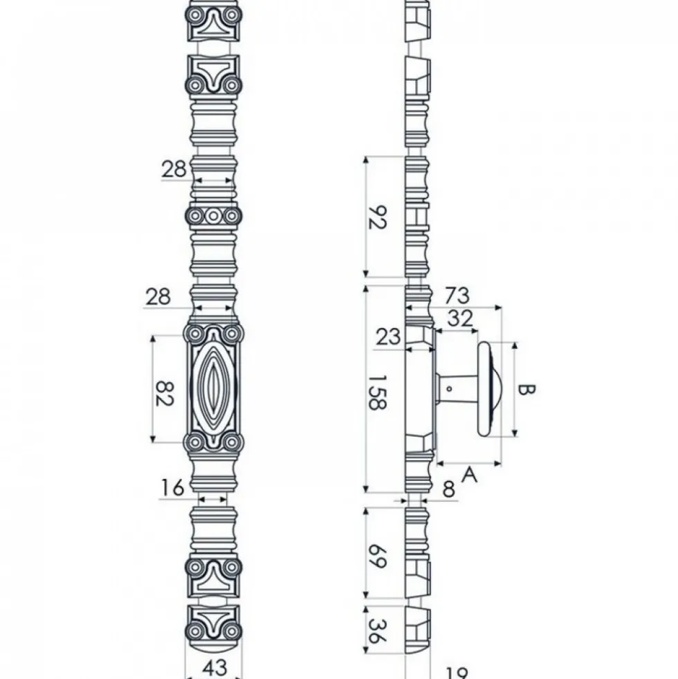 Crémone RY 70 en applique en fonte noire pour bois - bouton "confort" JARDINIER MASSARD