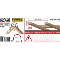 Crochet de faitière - support échelle - roulettes - grande profondeur OUTIFRANCE