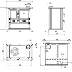 Cuisinière à bois en fonte 8,8 kW - Noir anthracite - Rosa.16 Steel LA NORDICA EXTRAFLAME