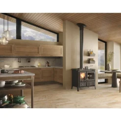 Cuisinière à bois 9,5 kW en fonte et acier noir anthracite - Gardenia.16 Steel LA NORDICA EXTRAFLAME