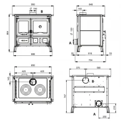 Cuisinière à bois 9,5 kW en fonte et acier noir anthracite - Gardenia.16 Steel LA NORDICA EXTRAFLAME