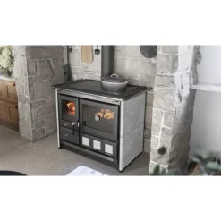 Cuisinière à bois 10,5 kW revêtement en pierre naturelle - Rosa XXL.16 Petra LA NORDICA EXTRAFLAME