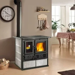 Cuisinière à bois 8,2 kW revêtement pierre naturelle - Rosa SX Reverse.16 Petra LA NORDICA EXTRAFLAME