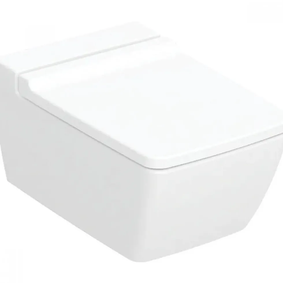 Cuvette WC suspendue carrée sans bride avec abattant Xeno² GEBERIT