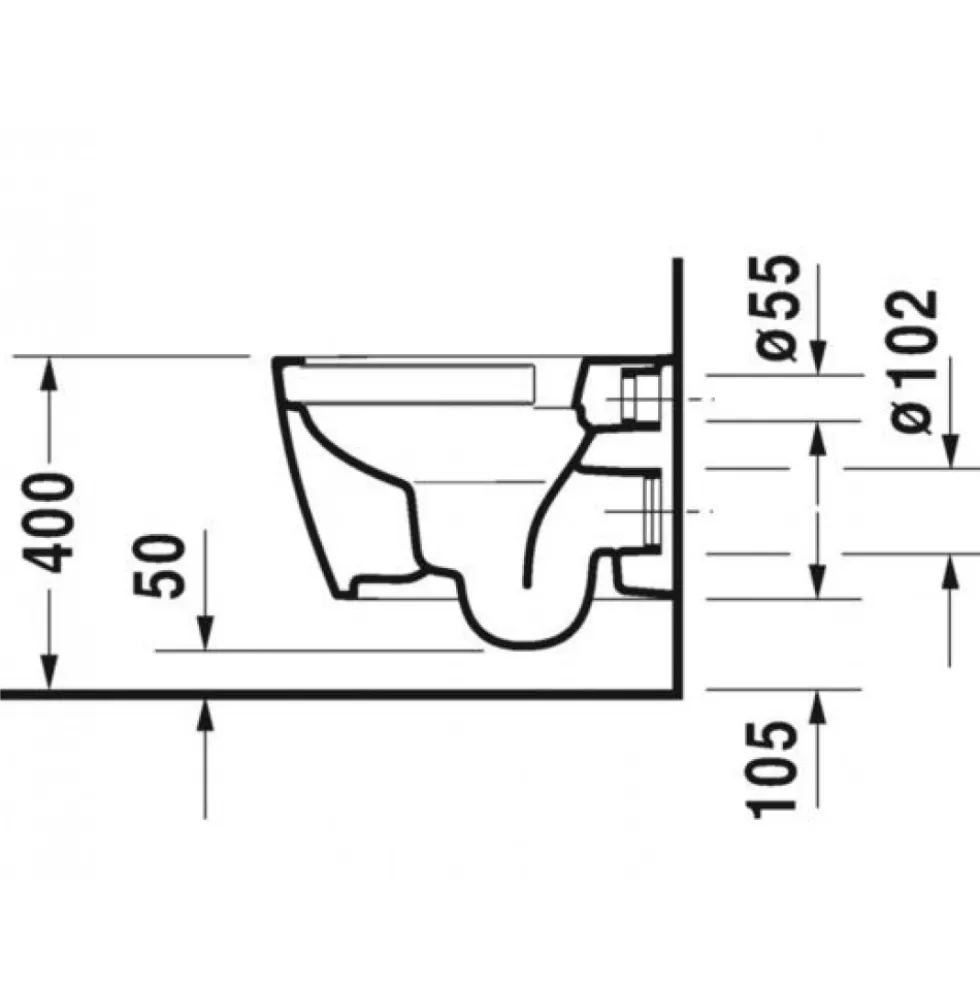 Cuvette wc suspendue à fond creux - ME by Starck Compact Rimless DURAVIT