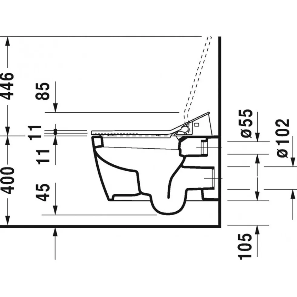 Cuvette WC suspendue Me by Starck pour abattant douche SensoWash DURAVIT