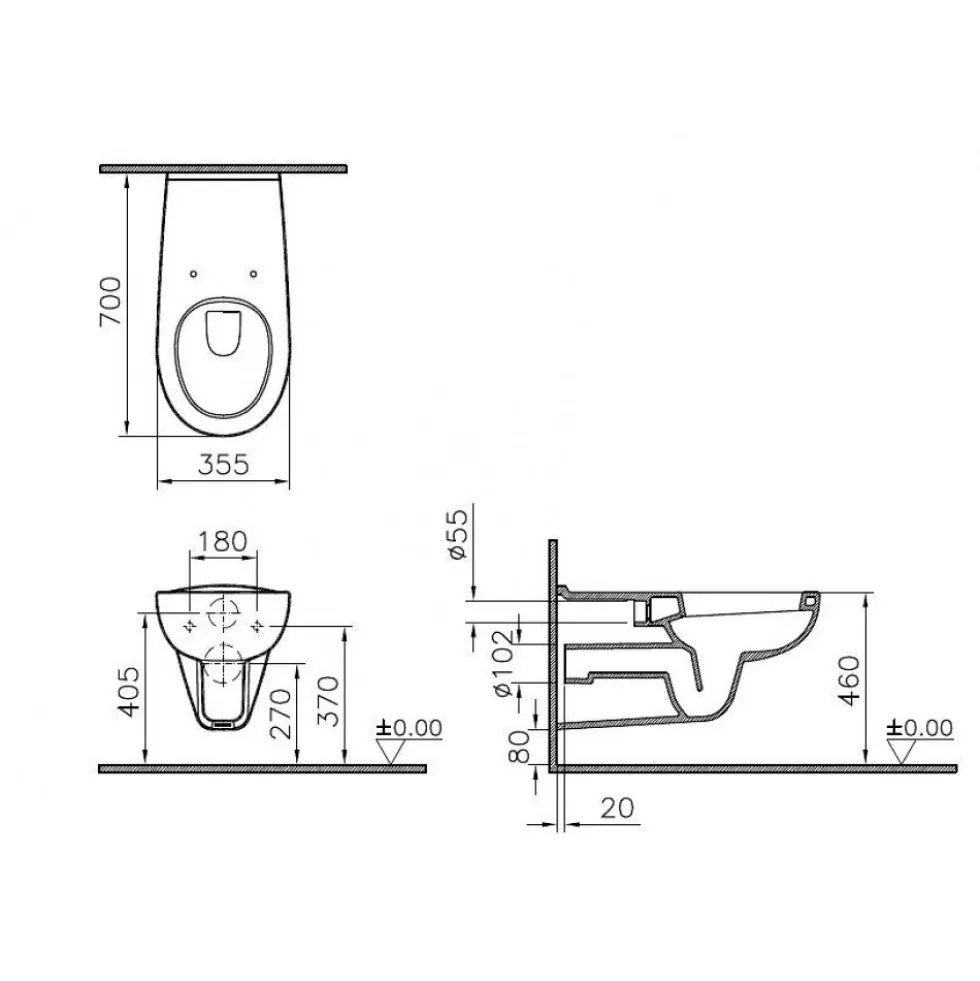 Cuvette WC suspendue PMR avec bride et abattant - Conforma VITRA