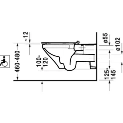 Cuvette WC suspendue sans bride adaptée PMR - Durastyle Vital Rimless DURAVIT