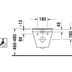 Cuvette WC suspendue sans bride adaptée PMR - Durastyle Vital Rimless DURAVIT
