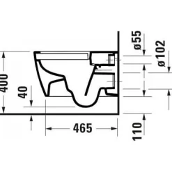 Cuvette WC suspendue sans bride à sortie horizontale Hygiène Flush DURAVIT