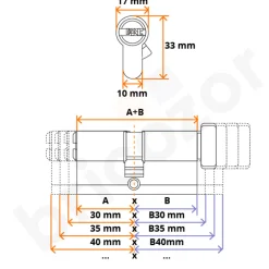 Cylindre à bouton varié à profil européen - D6PS - Anti-Casse ABUS