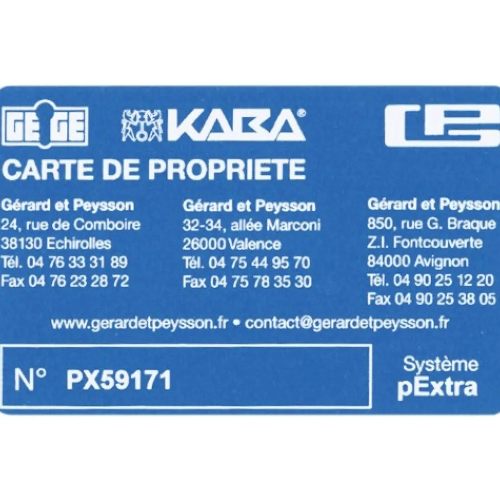 Cylindre de sûreté double varié - clé de secours - 3 clés - Pextra DORMAKABA