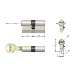 Cylindre double varié CY110 finition laiton VACHETTE