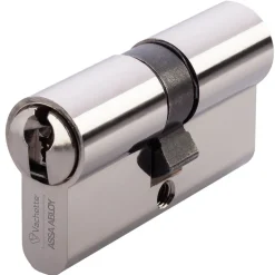 Cylindre double varié en laiton nickelé type HDI+ - avec 3 clés VACHETTE