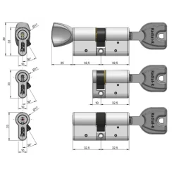 Cylindre double variés haute sécurité Radial-R -clés réversibles - A2P VACHETTE