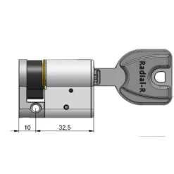Cylindre simple varié haute sécurité Radial-R - 32,5 x 10 mm - 3 clés VACHETTE