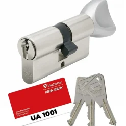Cylindre V5 3111 à bouton s'entrouvrant sur variure UA 1001 - laiton nickelé VACHETTE