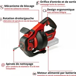 Déboucheur de canalisations sans fil TE-DA 18/760 Li Solo - Power X-Change EINHELL