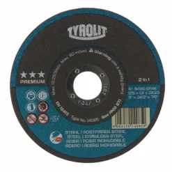 Disques Gamme technique "PREMIUM" acier et inox pour meuleuse - moyeu plat TYROLIT