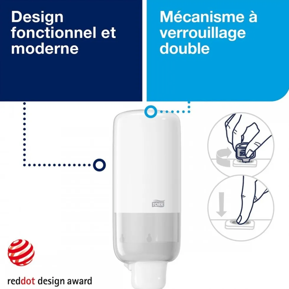Distributeur de savon mousse 1 litre blanc S4 Tork TORK