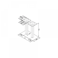 Double pied de table central rectangulaire en inox - hauteur 730 mm SYNERCIA