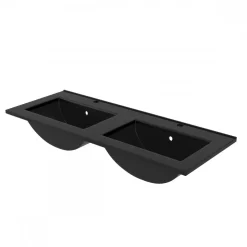 Double vasque à encastrer - 120 cm - céramique noire satinée - Timber AURLANE