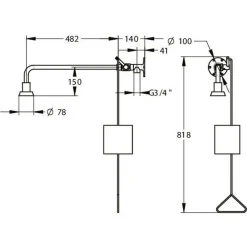 Douche de sécurité - alimentation murale apparente - 1 tête fixe PRESTO