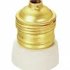 Douille à collerette porcelaine - Acier laitonné - Culot E27 EBENOID