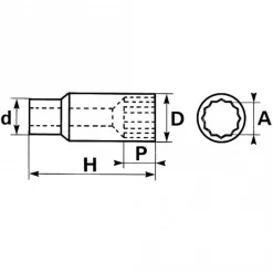 Douille longue chrome vanadium 1/2" 6 pans SAM OUTILLAGE