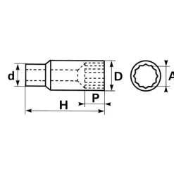 Douille longue 1/2'' 6 pans SAM OUTILLAGE