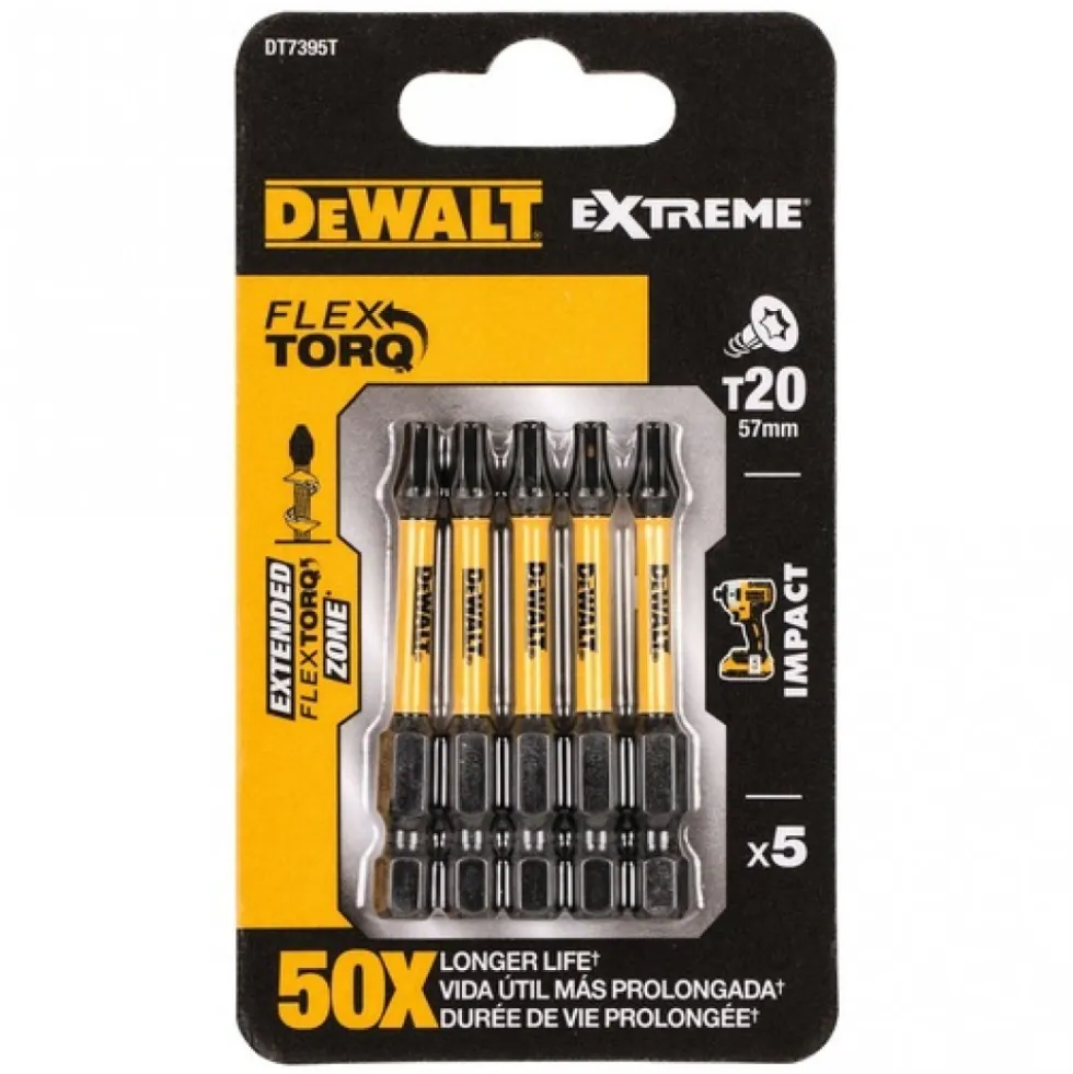 Embouts Impacts Torsion Flextorq Torx - T20 - par 5 DEWALT
