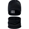 Ensemble bonnet et tour de cou en polaire noire ENGEL
