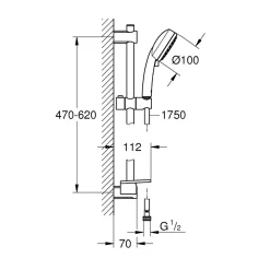 Ensemble de douche - 3 jets - barre 600 mm - Vitalio Comfort 100 GROHE