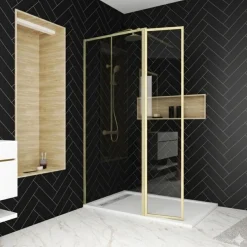 Ensemble de douche à l'italienne 120 cm - finition or brossé - pack complet AURLANE