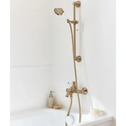 Ensemble de douche rétro avec barre et douchette - bronze - Louise JACOB DELAFON