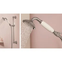 Ensemble de douche rétro avec barre et douchette - chromé - Louise JACOB DELAFON