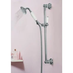 Ensemble de douche rétro avec barre et douchette - chromé - Louise JACOB DELAFON
