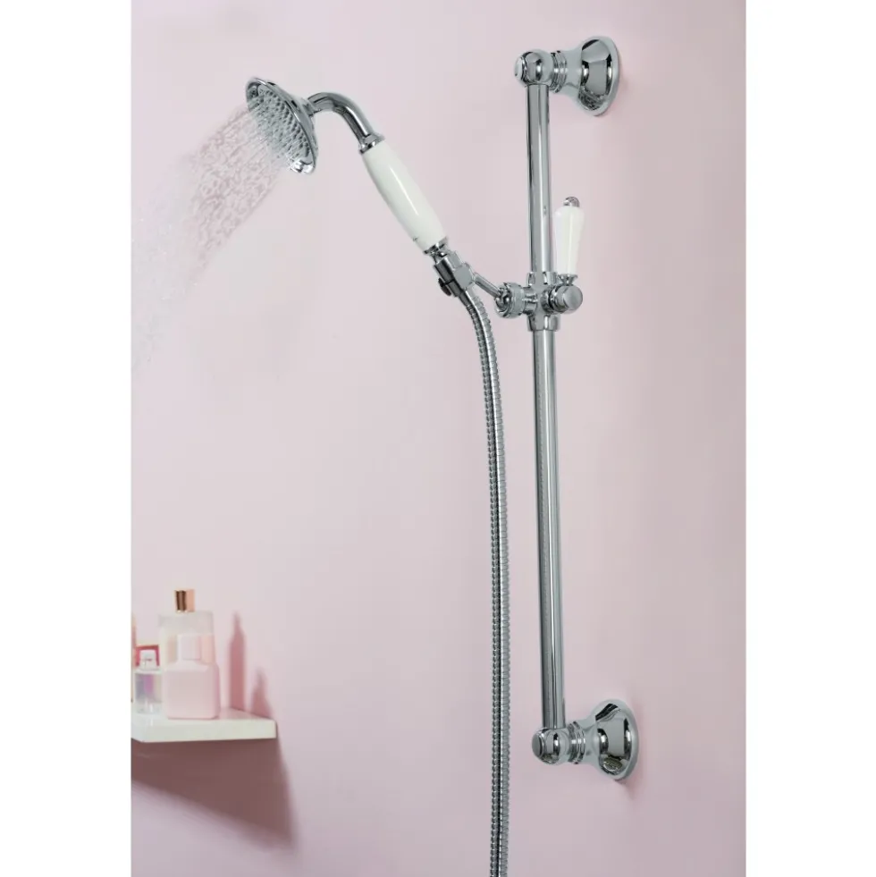 Ensemble de douche rétro avec barre et douchette - chromé - Louise JACOB DELAFON