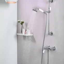 Ensemble de douche rétro avec barre et douchette - chromé - Louise JACOB DELAFON
