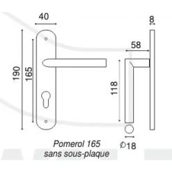 Ensemble de porte Pomerol sur petites plaques 165 mm - inox 304 brossé EUROWALE