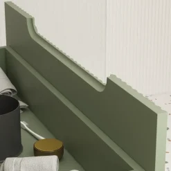 Ensemble meuble vasque salle de bains - 80 cm - 2 tiroirs - Vert Olive AURLANE