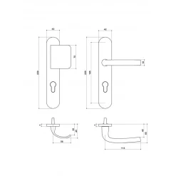 Ensemble palière Logio sur grande plaque 195 mm SGN2 A2P** VACHETTE ASSA ABLOY