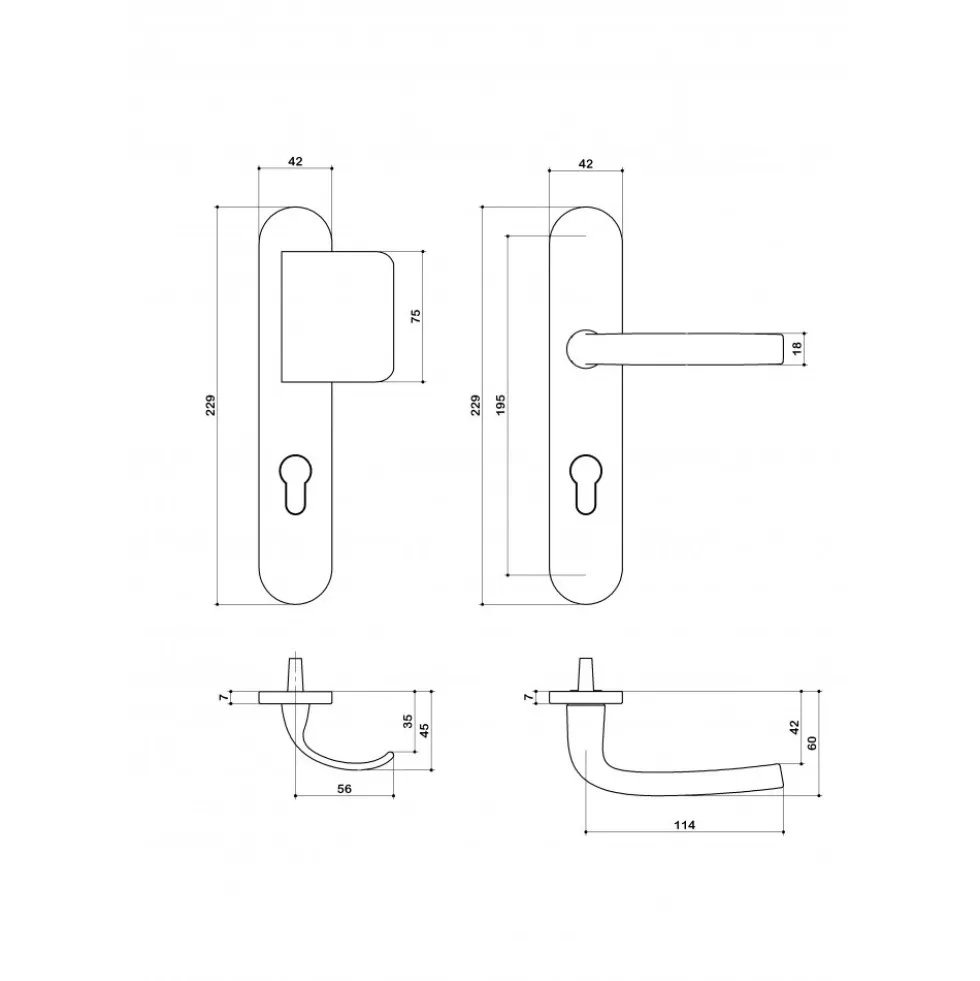 Ensemble palière Logio sur grande plaque 195 mm SGN2 A2P** VACHETTE ASSA ABLOY