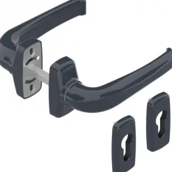 Ensemble poignées sur rosaces et rosaces clé I gris anthracite 7016 - menuiserie aluminium - Crystal LA CROISÉE DS