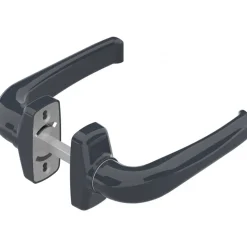 Ensemble poignées sur rosaces et rosaces clé I gris anthracite 7016 - menuiserie aluminium - Crystal LA CROISÉE DS