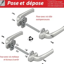 Ensemble poignées sur rosaces et rosaces clé I gris anthracite 7016 - menuiserie aluminium - Crystal LA CROISÉE DS