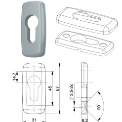 Ensemble poignées sur rosaces et rosaces clé I gris anthracite 7016 - menuiserie aluminium - Crystal LA CROISÉE DS