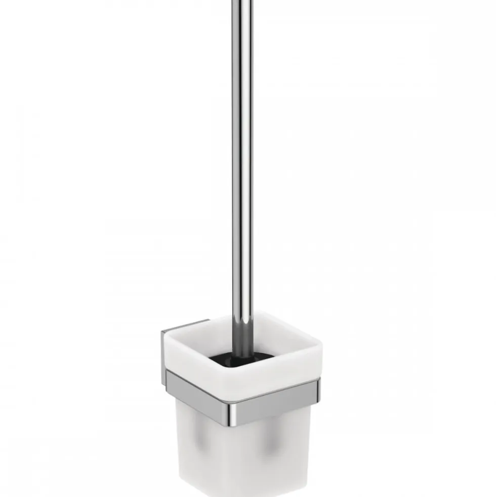 Ensemble porte-brosse et brosse WC - chromé et blanc - IOM IDEAL STANDARD