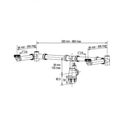 Ensemble tubulure gain de place et siphon Connectic pour 2 lavabos VALENTIN