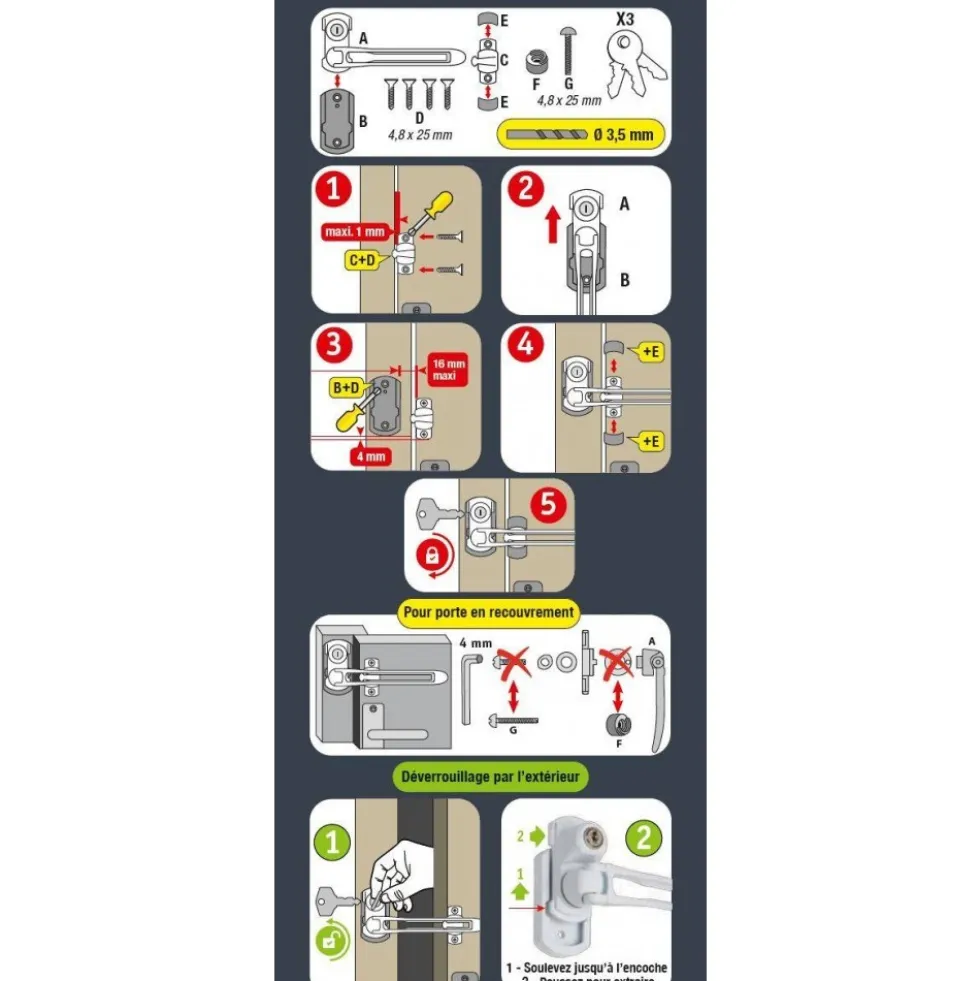 Entrebâilleur rigide déverrouillable de porte - Vigilok - Blanc SOCONA